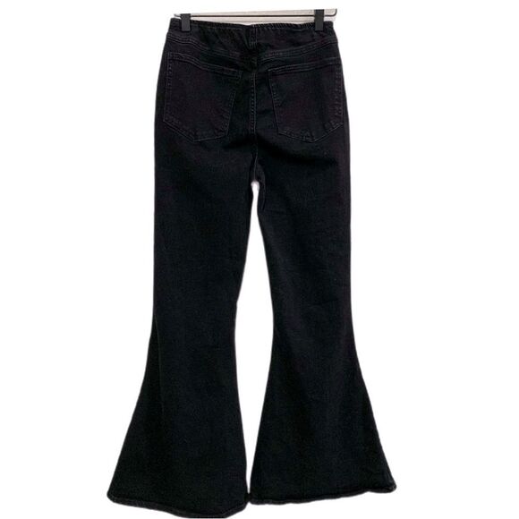FOREVER 21 Flair Jeans Women Medium Black Stretch Elastic Waist Pull on Boho. - Picture 2 of 15